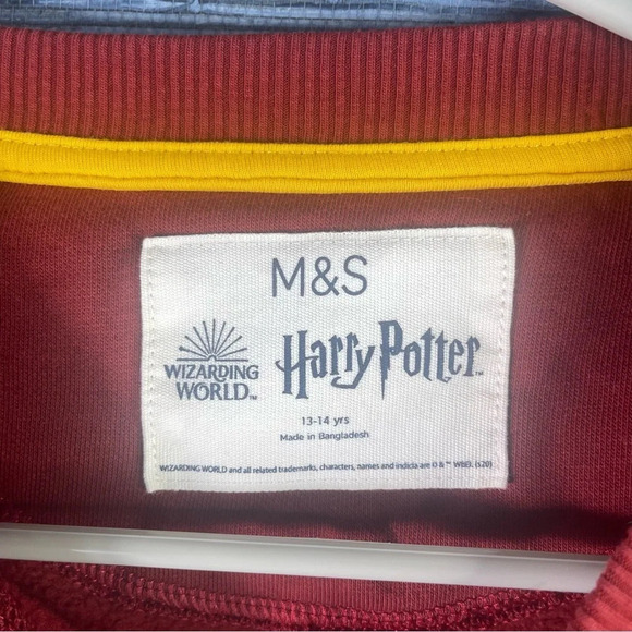 Youth Harry Potter Gryffindor Red + Yellow Pullover Crew Sweater with Moss Stitc - Picture 3 of 6